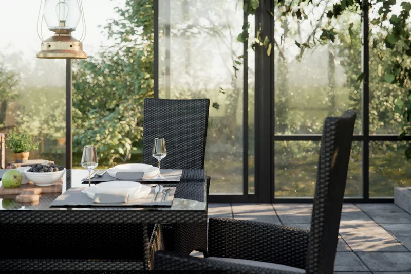 Thor Matgrupp Utomhus 140 + 6 Jenny Ställbar Fåtölj m Dyna - Svart/Svart/Svart - Products - Utemöbler & utemiljö - Utegrupp - Matgrupp utomhus