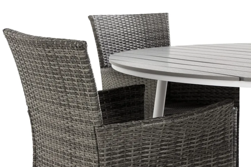Tunis Matgrupp Utomhus 140 Rund + 4 Thor Fåtölj - Vit/Grå - Products - Utemöbler & utemiljö - Utegrupp - Matgrupp utomhus