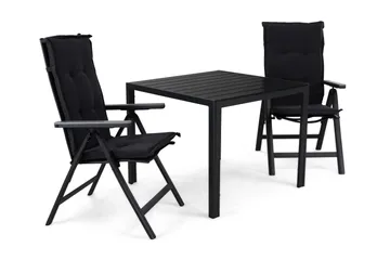 Tunis Matgrupp Utomhus 90 + 2 Monaco Positionsstol m Dyna - Svart/Svart/Grå/Grå - Products - Utemöbler & utemiljö - Utegrupp - Matgrupp utomhus