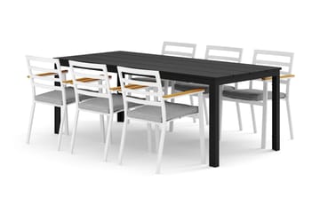 Tunis utomhus matgrupp 205x90 cm med 6 Oliver karmstolar med dyna - Svart/Svart - Products - Utemöbler & utemiljö - Utegrupp - Matgrupp utomhus
