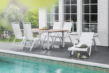 Nydala Solsäng Vit/Teak - Hillerstorp - Products - Utemöbler & utemiljö - Utestol & trädgårdsstol - Solsäng & solvagn