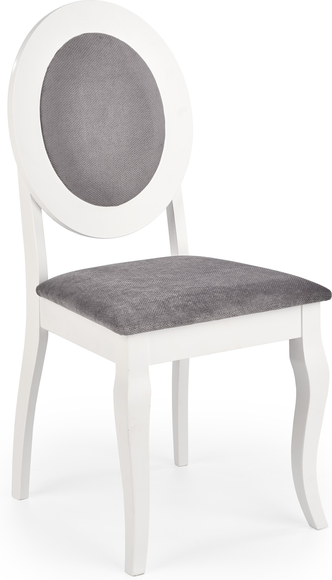 Matstol vitt tr� med gr� sits