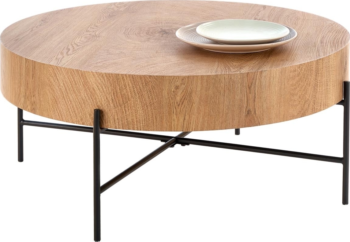 Ennis ronde salontafel Ø80 cm - Eiken/zwart Ennis ronde salontafel Ø80 cm - Eiken/zwart