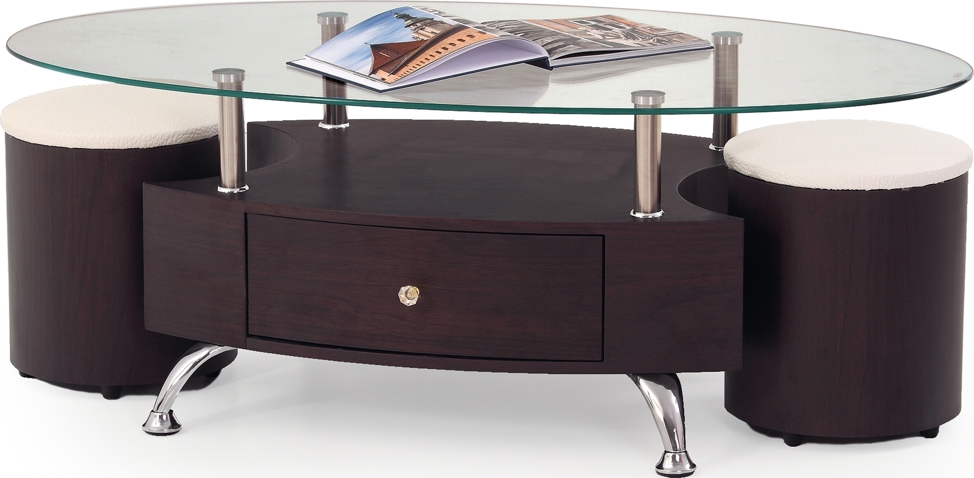 Meeting soffbord med sittpallar 120 x 65 cm - Wenge