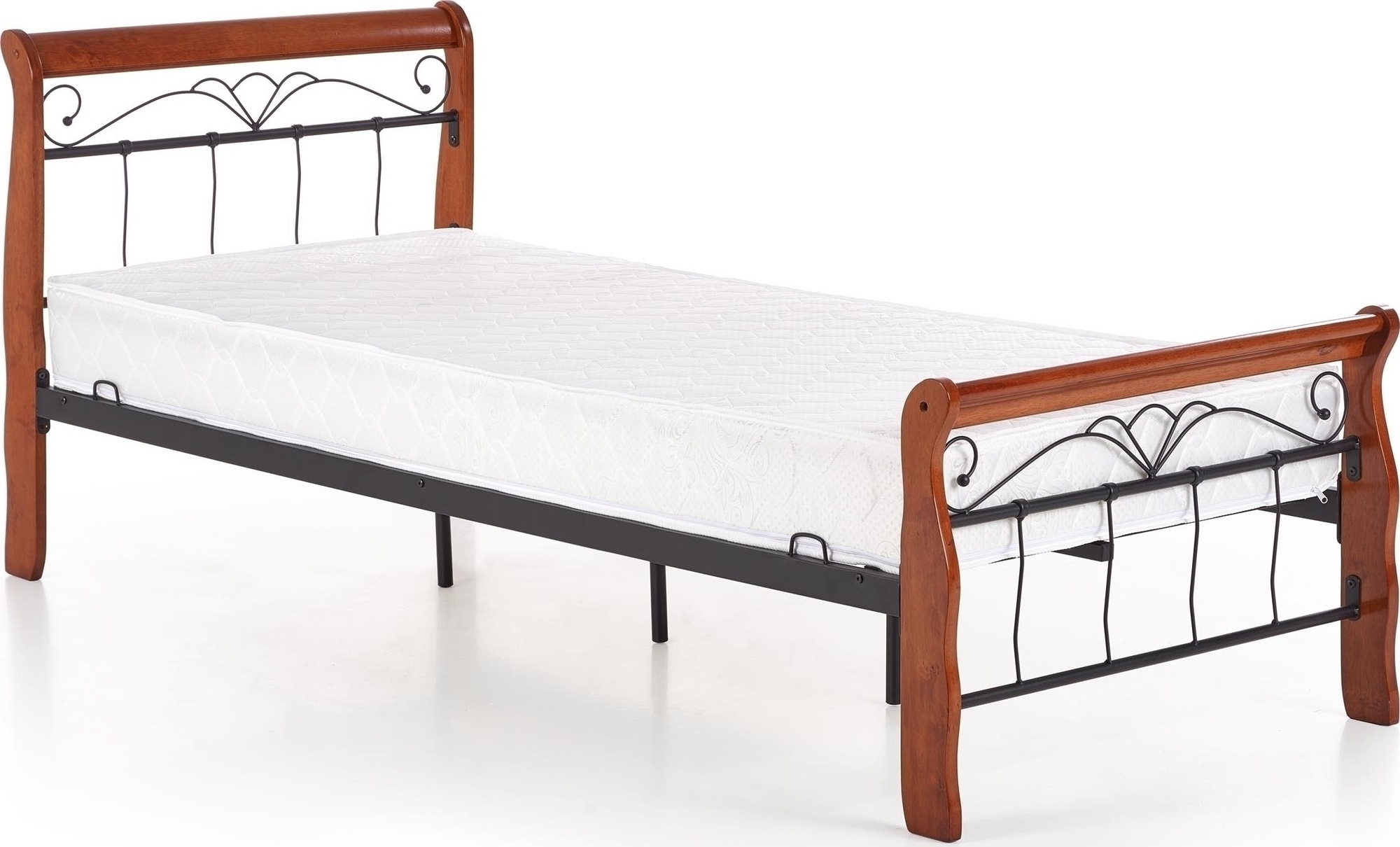 Anika 90x200 cm bedframe - antiek kersen/zwart