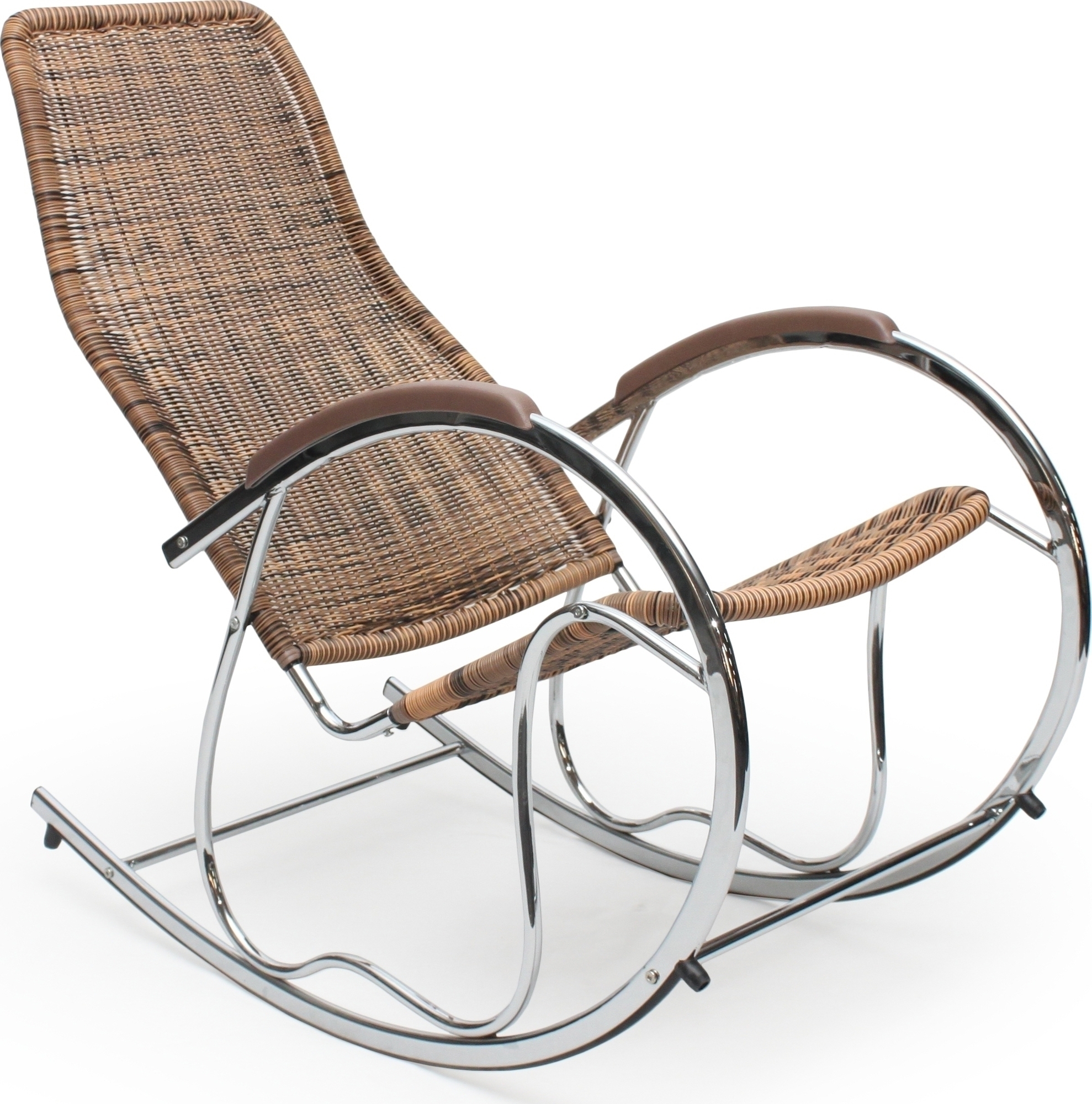 Comfort Digi Schommelstoel - Chroom/Rotan