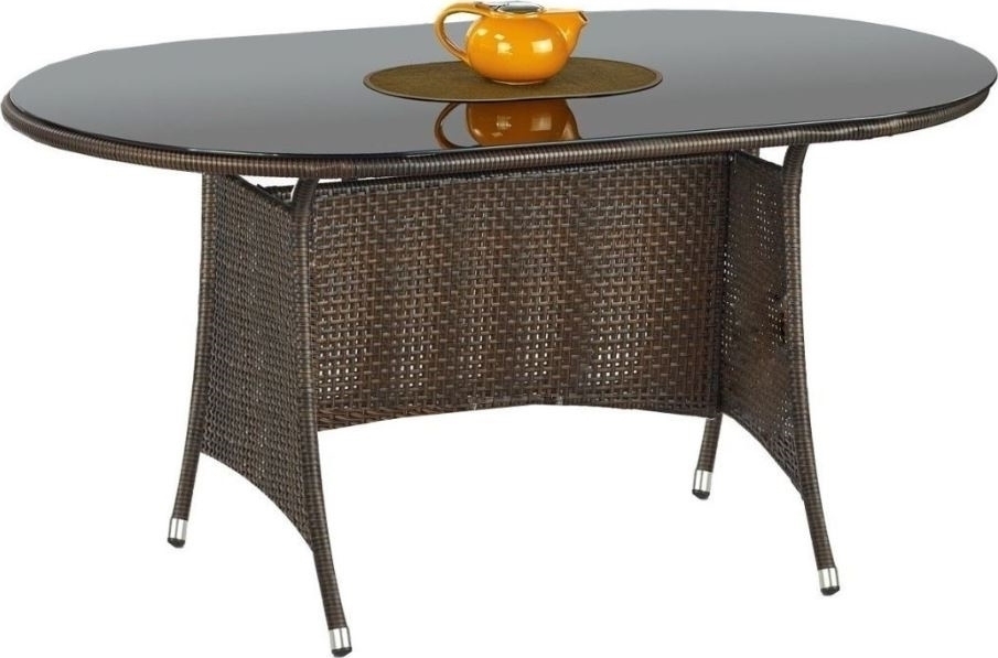 Benin eettafel 150x90 cm - Donkerbruin kunstrotan