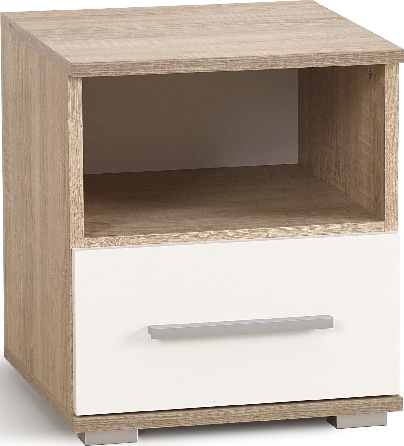 Nachtkastje Abdel - Wit/eiken