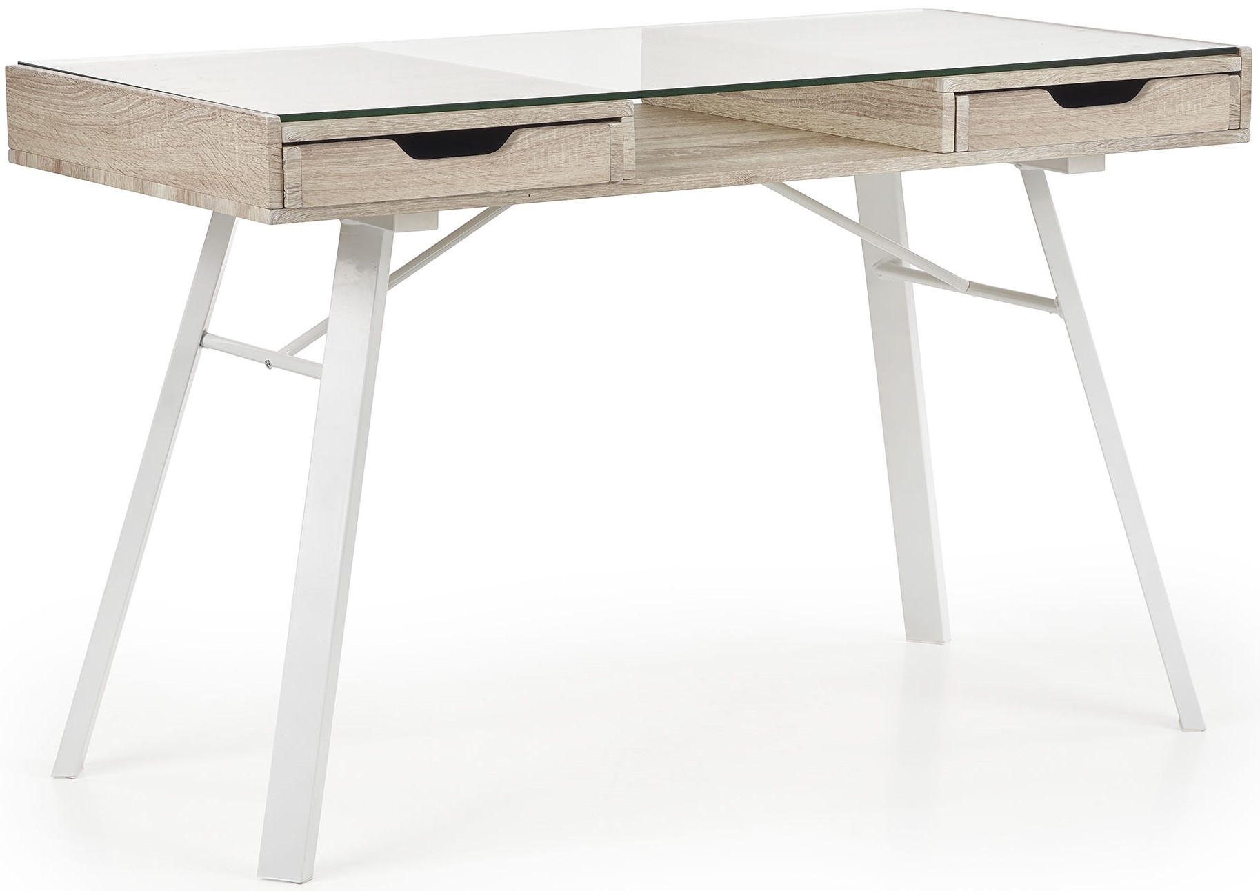 Raegan skrivbord 120x60 cm - Vit/ek/Glas