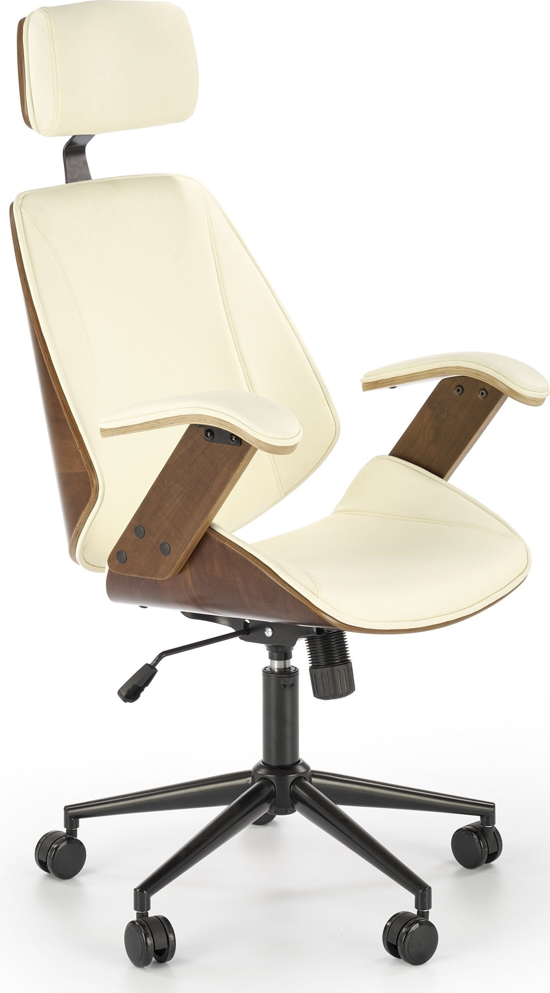 Skrivbordsstol i valnöt/cream ekoläder Skrivbordsstol i valnöt/cream ekoläder