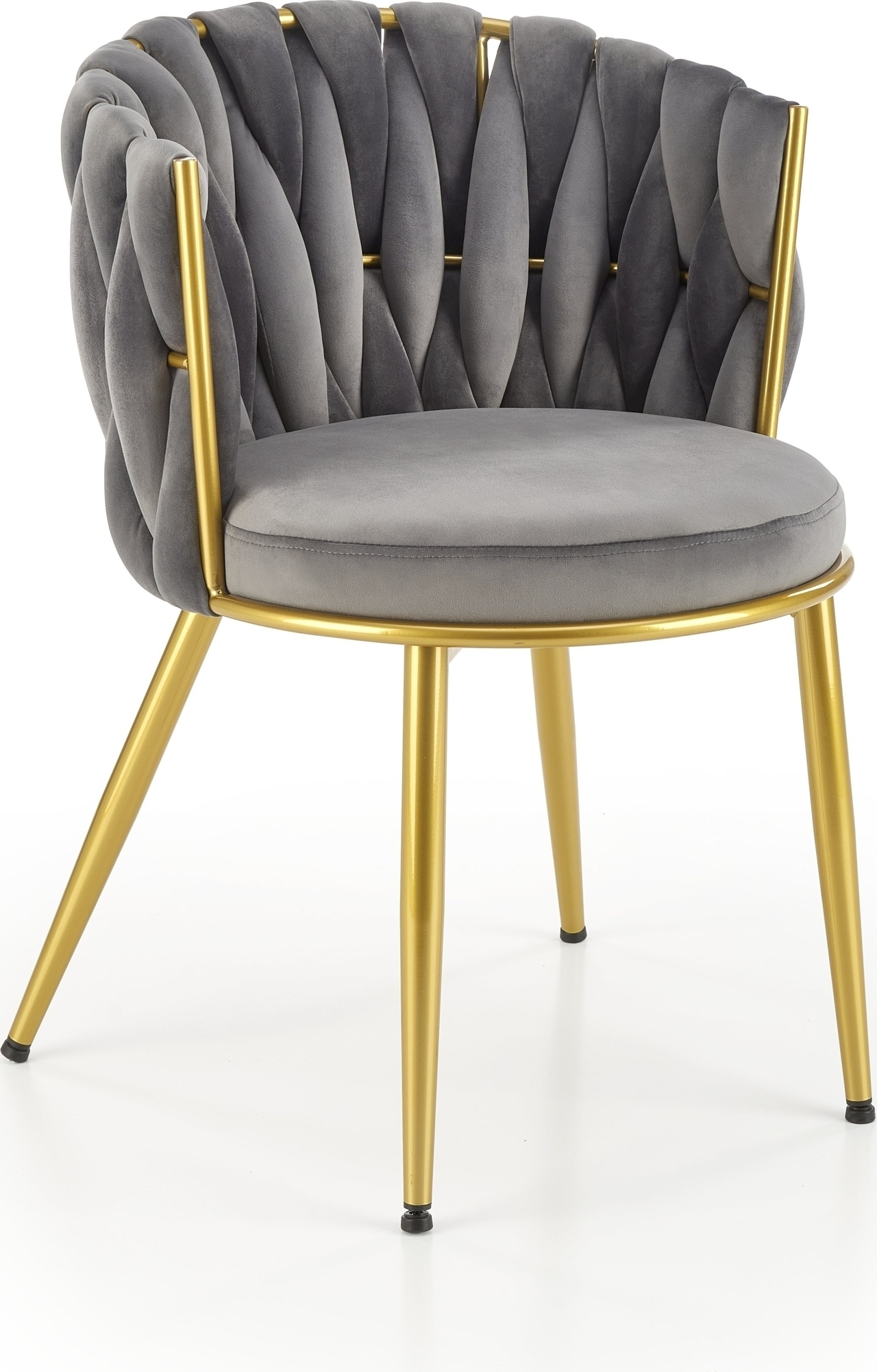 Matstol gr� sammet med guldiga ben