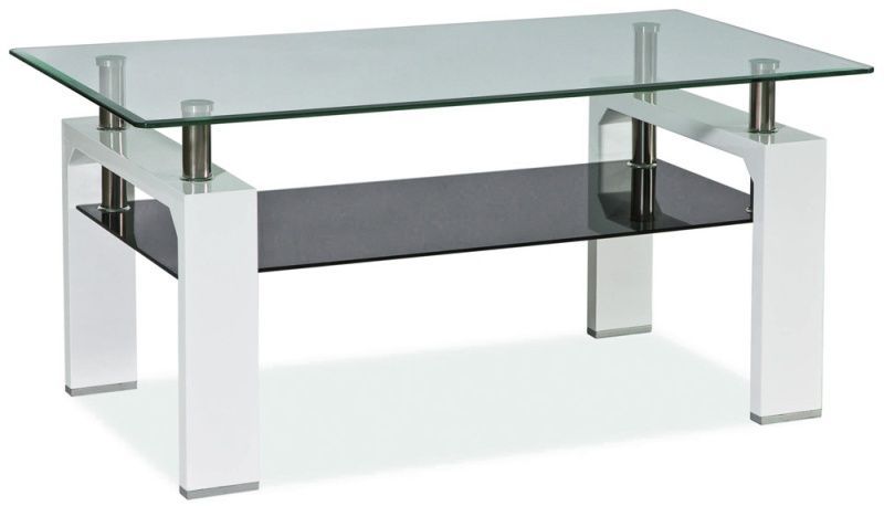 Clemson svart / vitt soffbord med glasskiva 110 x 60 cm Clemson svart / vitt soffbord med glasskiva 110 x 60 cm
