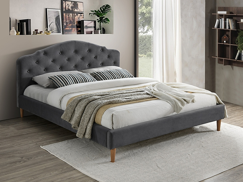 Chloe bedframe 160x200 cm - Grijs fluweel