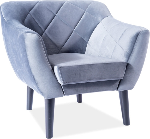 Geruite fauteuil - Grijs fluweel