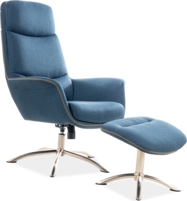Regan fåtölj med fotpall i blå sammet Regan fåtölj med fotpall i blå sammet