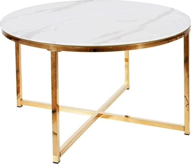 Salma soffbord 80 x 80 cm - Vit/guld