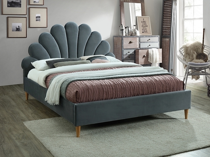 Santana bedframe 160x200 cm - Grijs fluweel