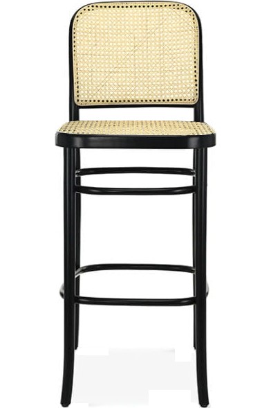 No 811 barkruk met rotan rugleuning en zitting - Elke kleur op het frame