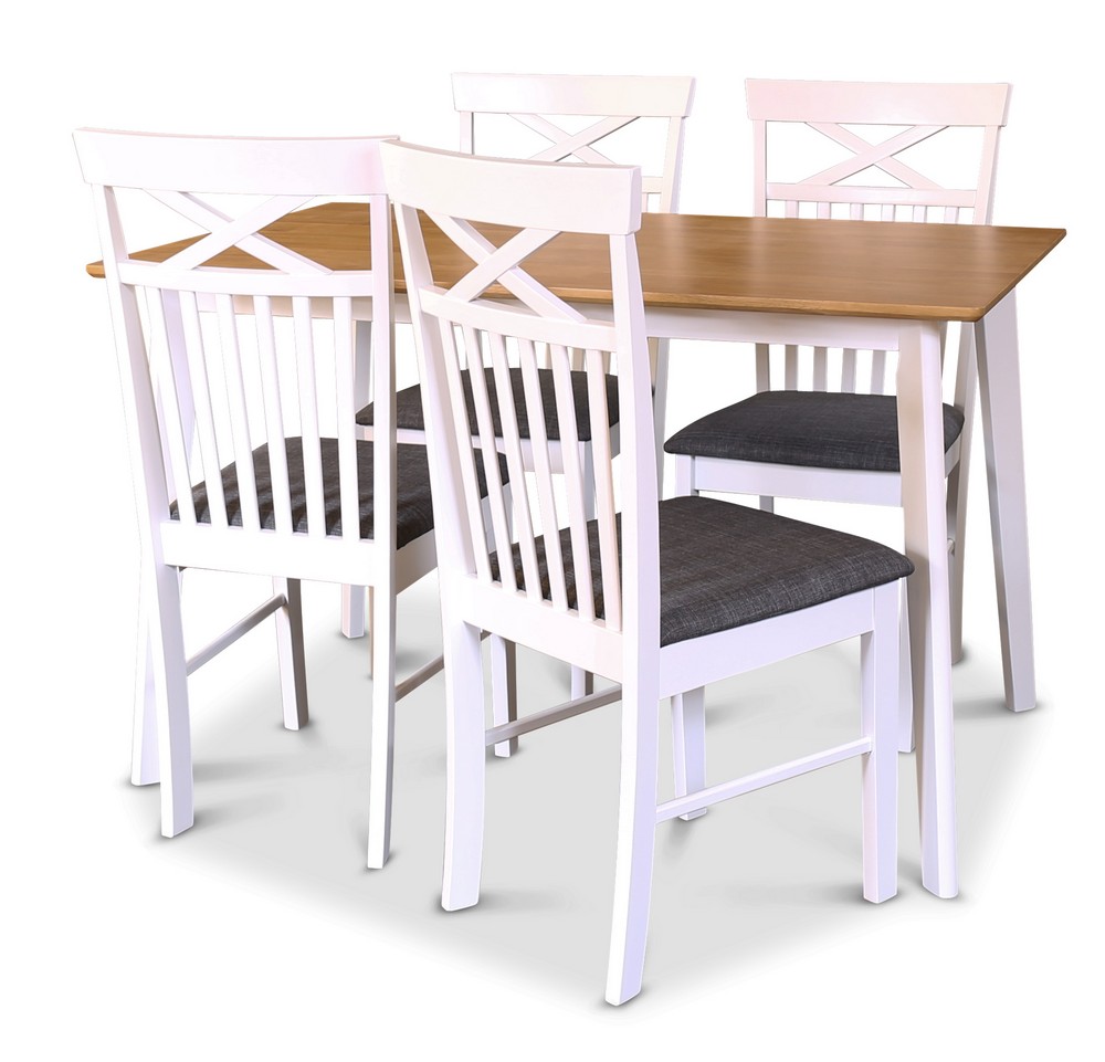 Sandhamn matgrupp - Bord inklusive 4 st stolar - Vit/Ek Sandhamn matgrupp - Bord inklusive 4 st stolar - Vit/Ek