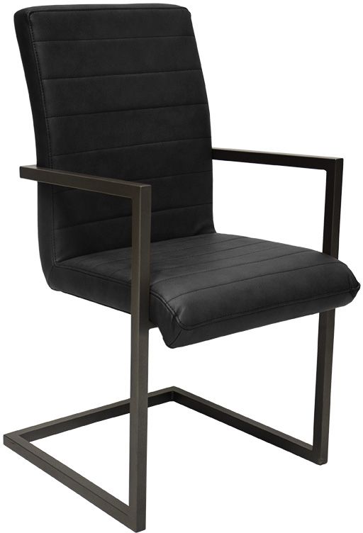 Stol med karm svart l�der look