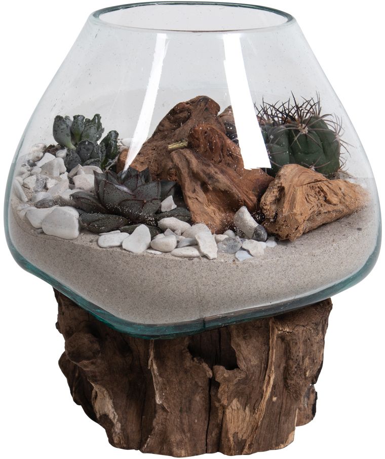 San Marino Vattendroppe vas - Teak/glas - 15-20 cm