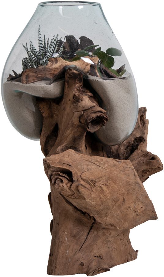 San Marino Vattendroppe vas - Teak/glas - 50 cm