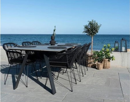 Toronto buiten eettafel 220 x 100 cm - Zwart