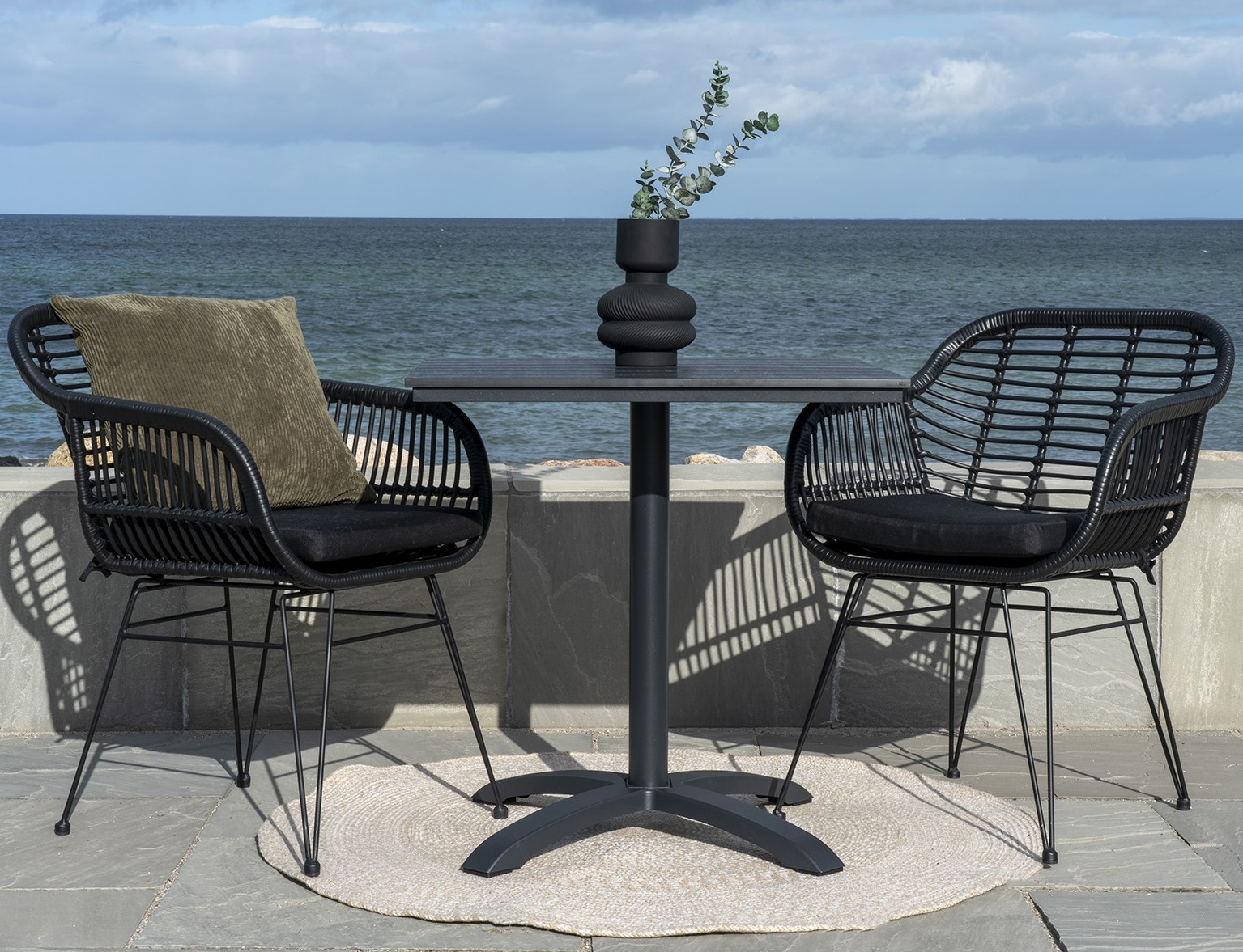 Buitentafel 70 x 70 cm - Grijs/zwart