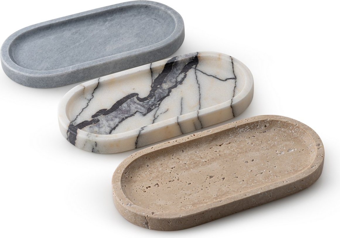 Dekorationsfat i 3 sorters marmor - 25 x 12 x 2 cm Dekorationsfat i 3 sorters marmor - 25 x 12 x 2 cm