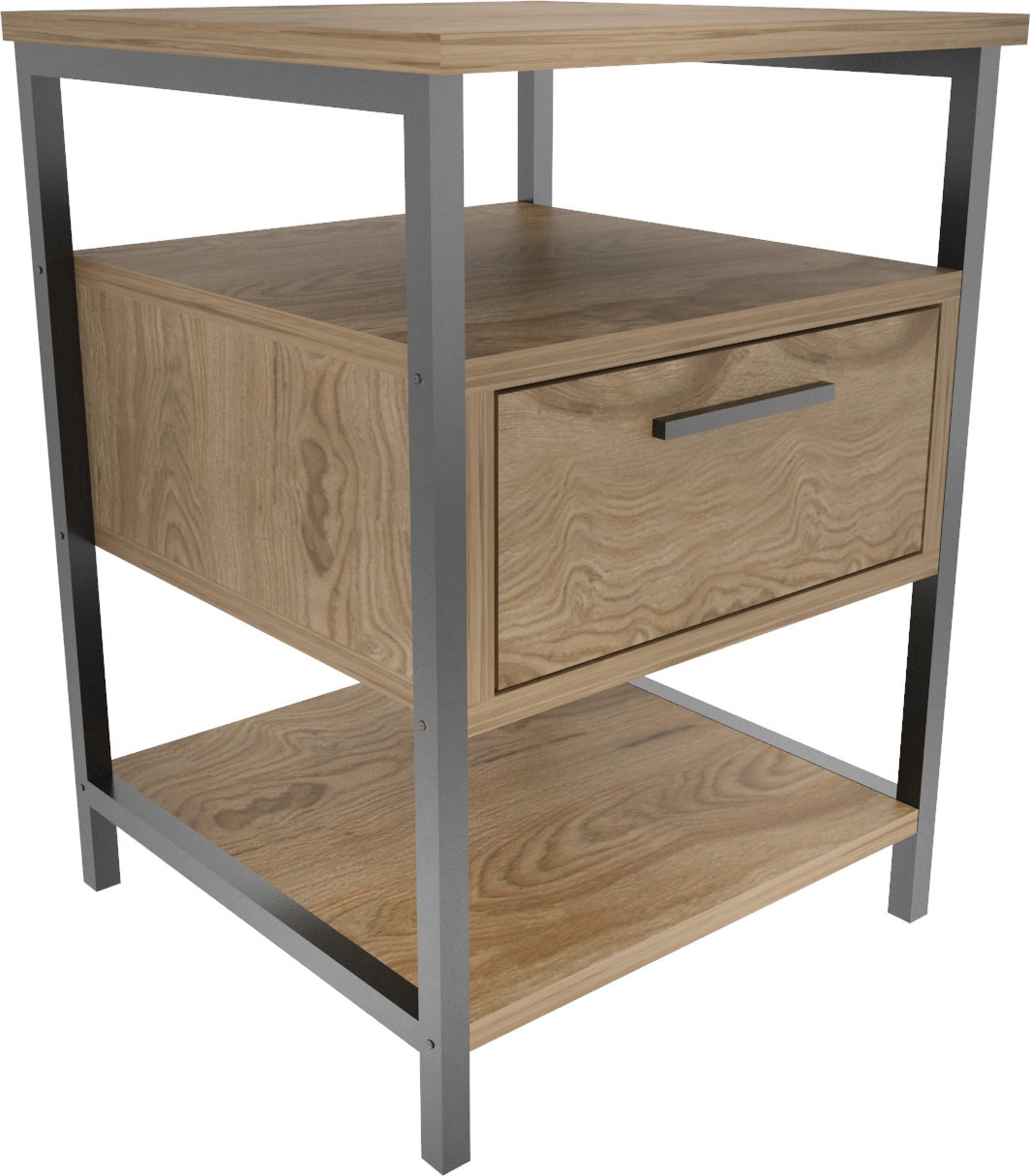 Alba nachtkastje - Zwart/eiken