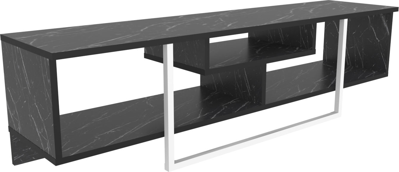 Asal mediabank 150 cm - Zwart marmer/wit Asal mediabank 150 cm - Zwart marmer/wit