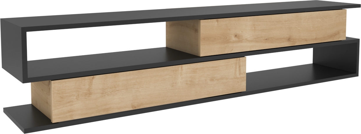 Cortez mediabank - Antraciet/eiken