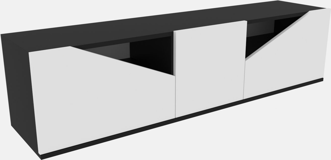 Carson mediabank - Antraciet/wit