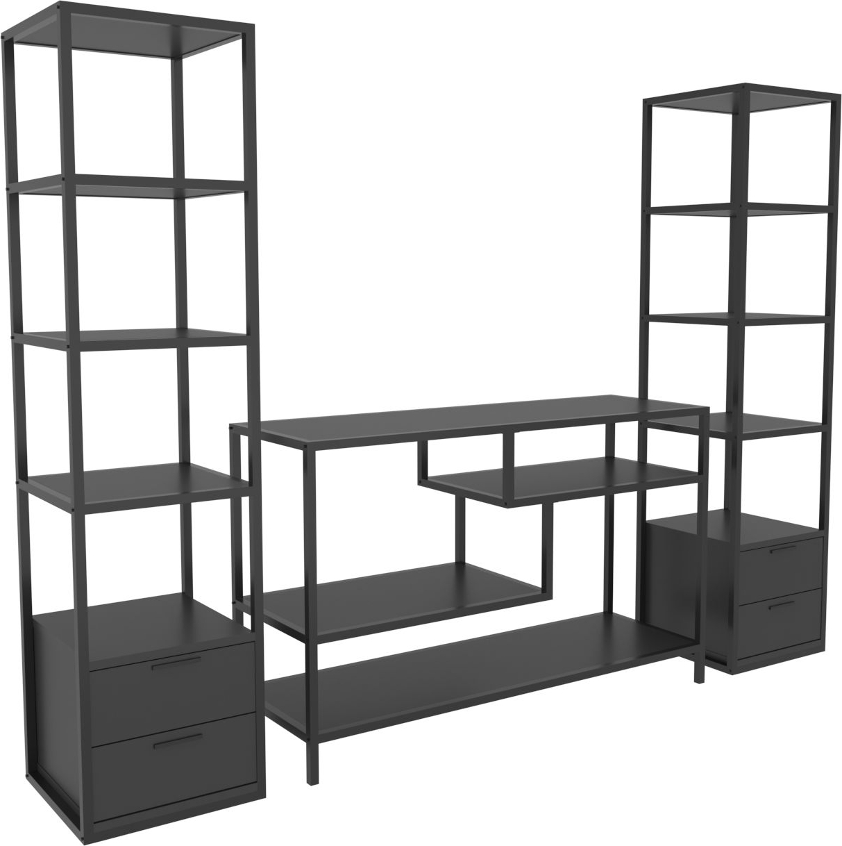 Robbins TV-b�nk med hyllor - Svart/antracit