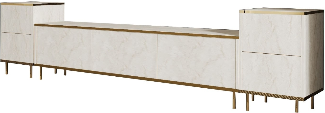 Emo TV-standaard - Travertijn/goud Emo TV-standaard - Travertijn/goud