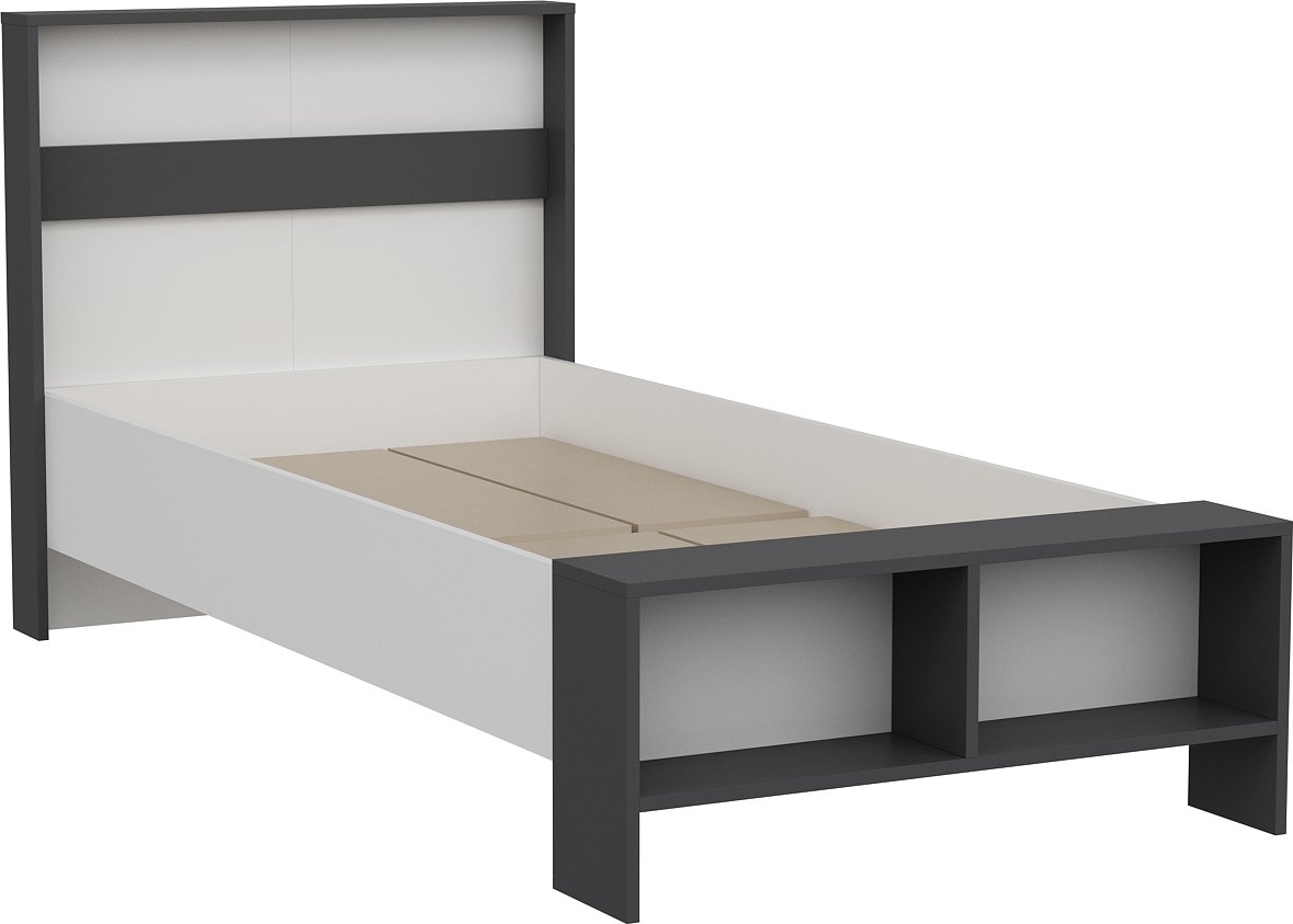 Life eenpersoonsbed 90x190 cm - Antraciet/wit Life eenpersoonsbed 90x190 cm - Antraciet/wit