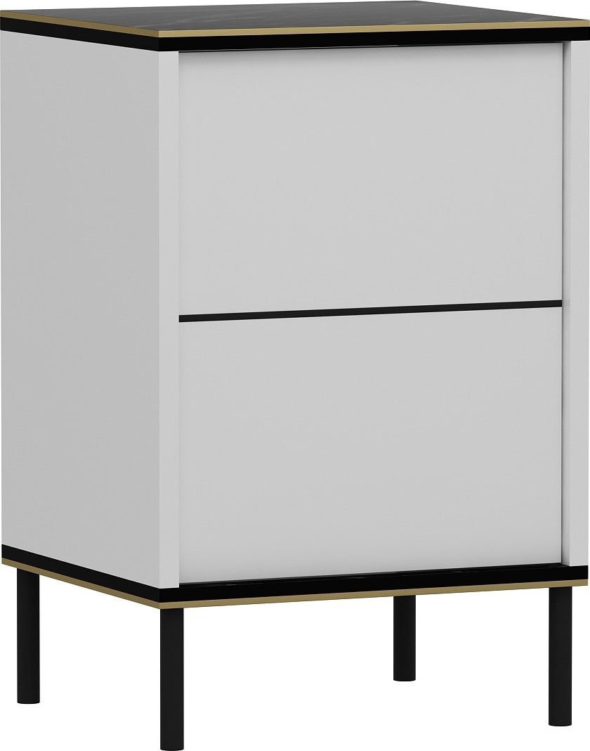 Emmi nachtkastje - Wit/zwart/goud Emmi nachtkastje - Wit/zwart/goud
