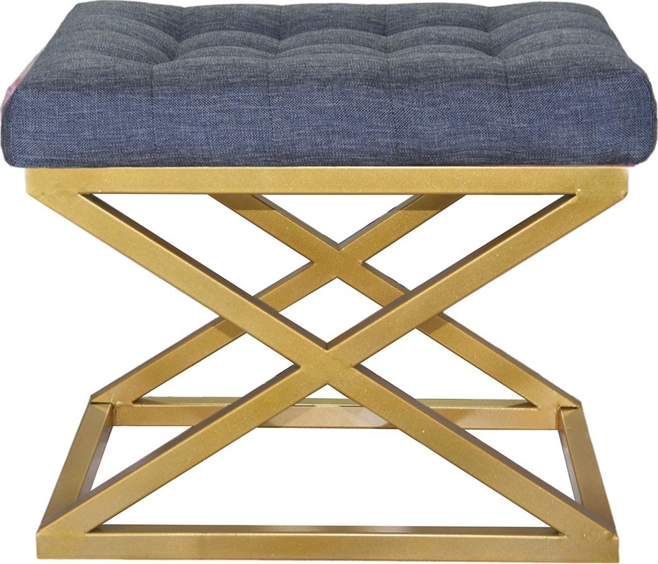 Capraz poef - Goud/blauw fluweel