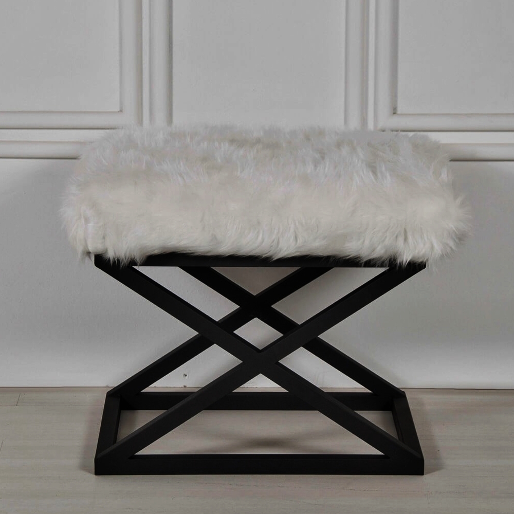 Capraz Plysch sittpuff - Svart/vit