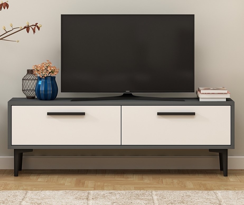 Leni mediabank - Antraciet/wit