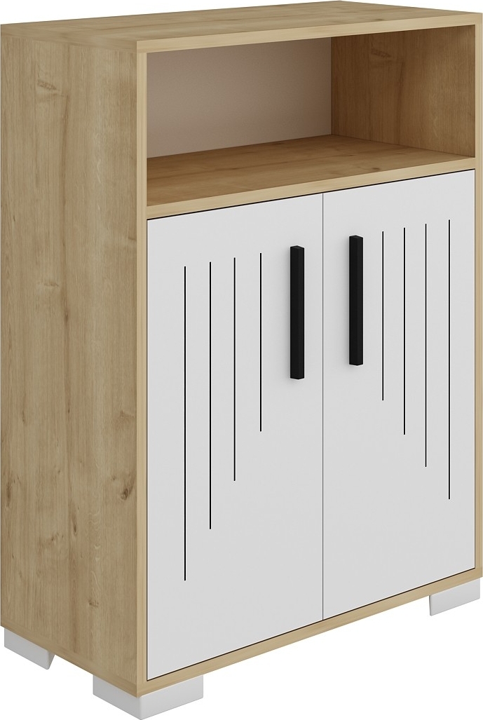 Maankast - Saffier eiken/wit