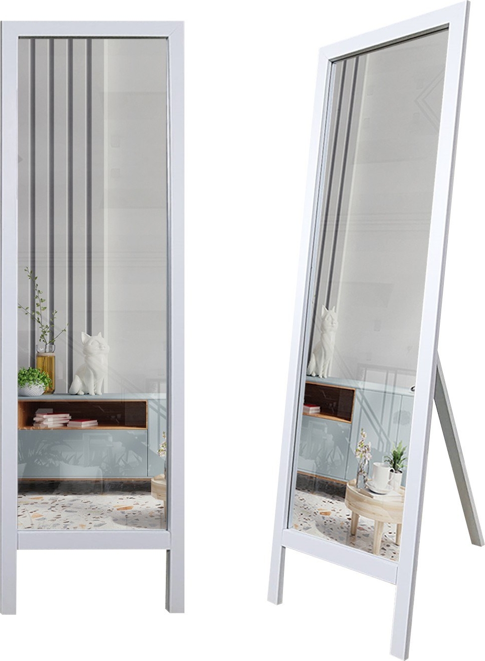 Cheval spegel 45 x 145 cm - Vit