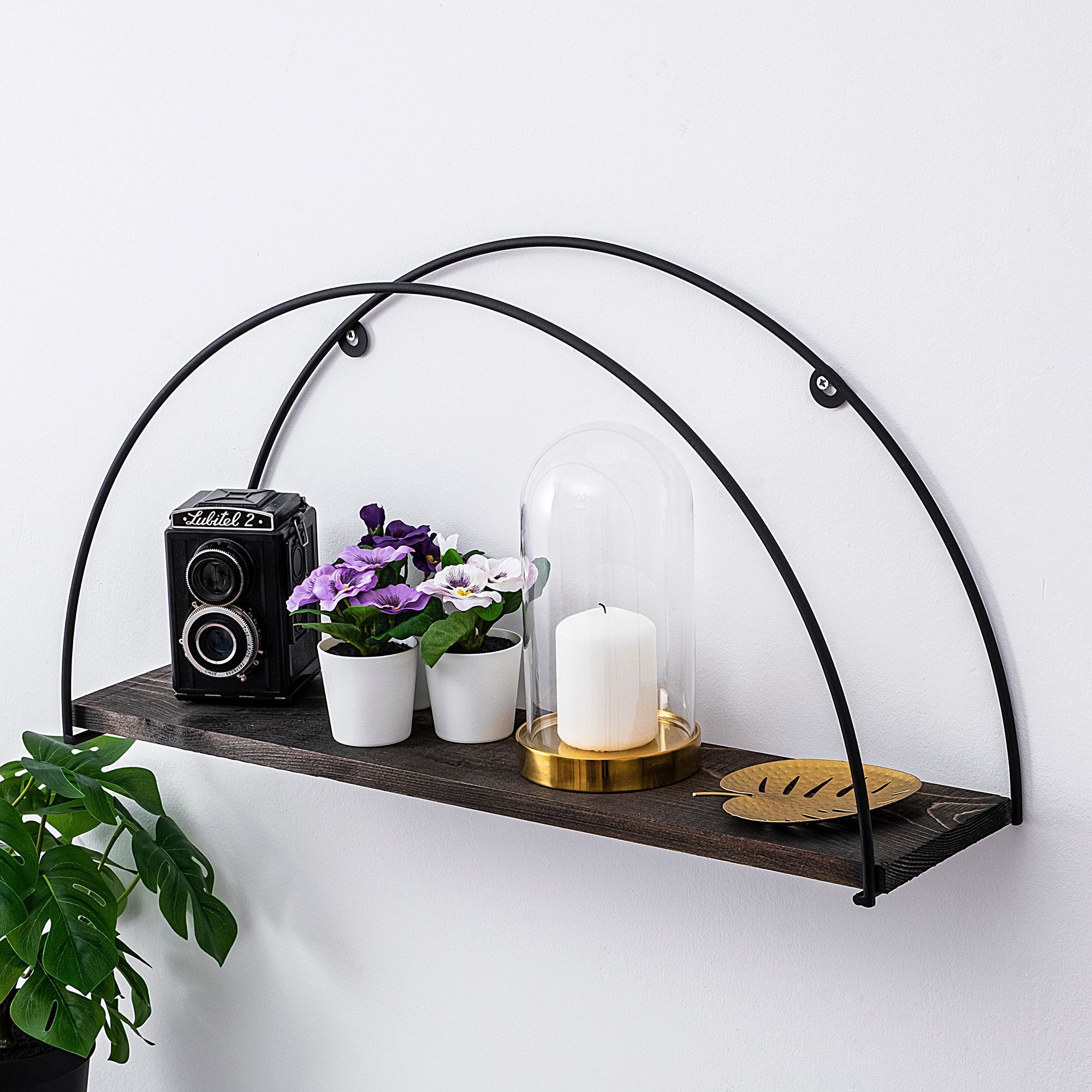 Indicum wandplank - Zwart/walnoot