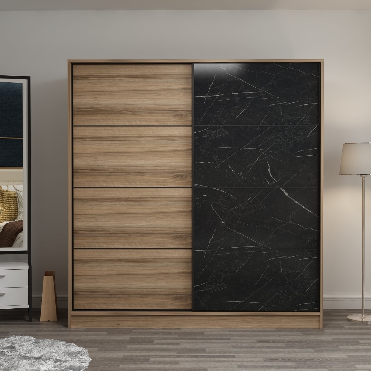 Kapusta garderob 220x52x210 cm - Brun/svart Kapusta garderob 220x52x210 cm - Brun/svart