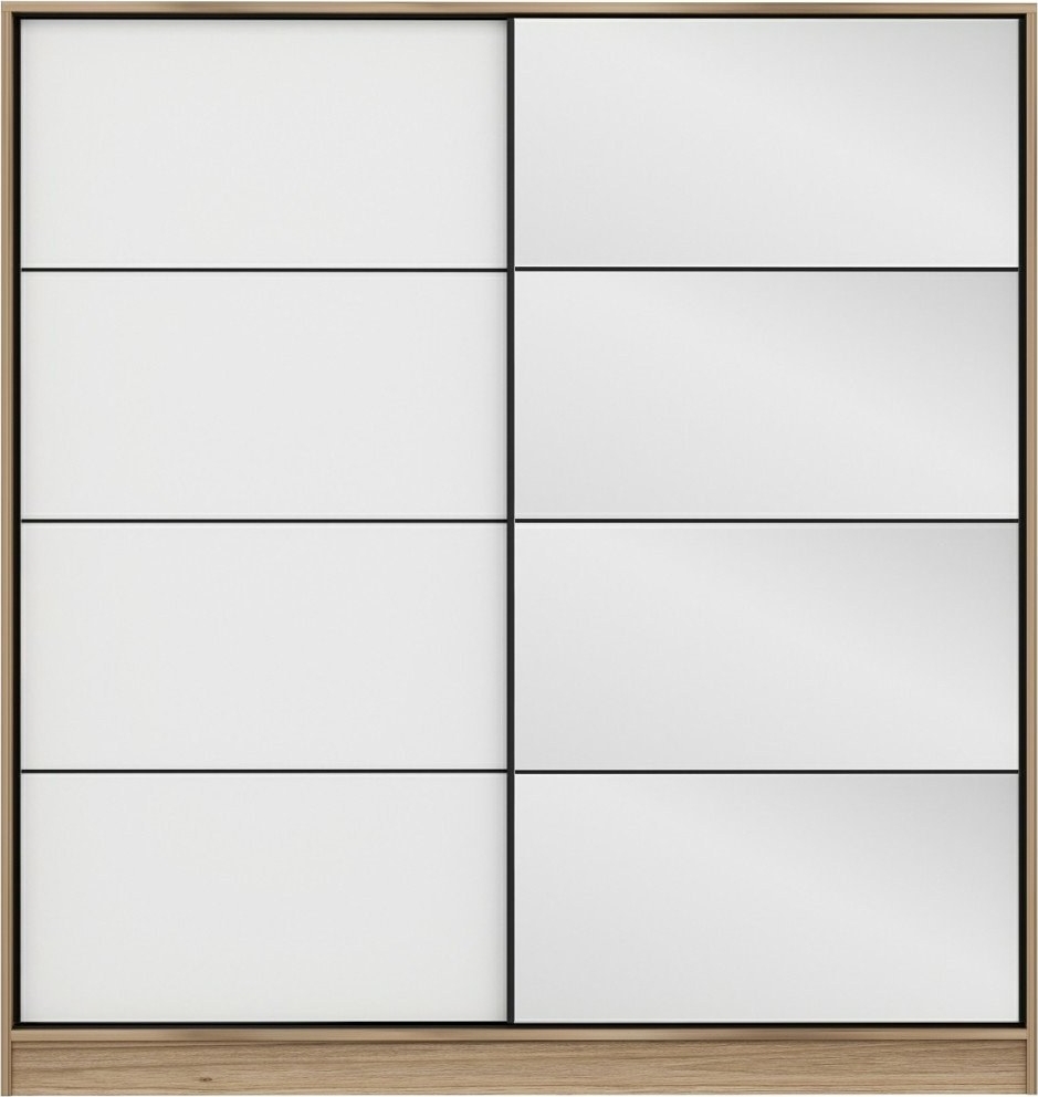 Kapusta garderob med spegeld�rr, 180 cm - Brun/vit