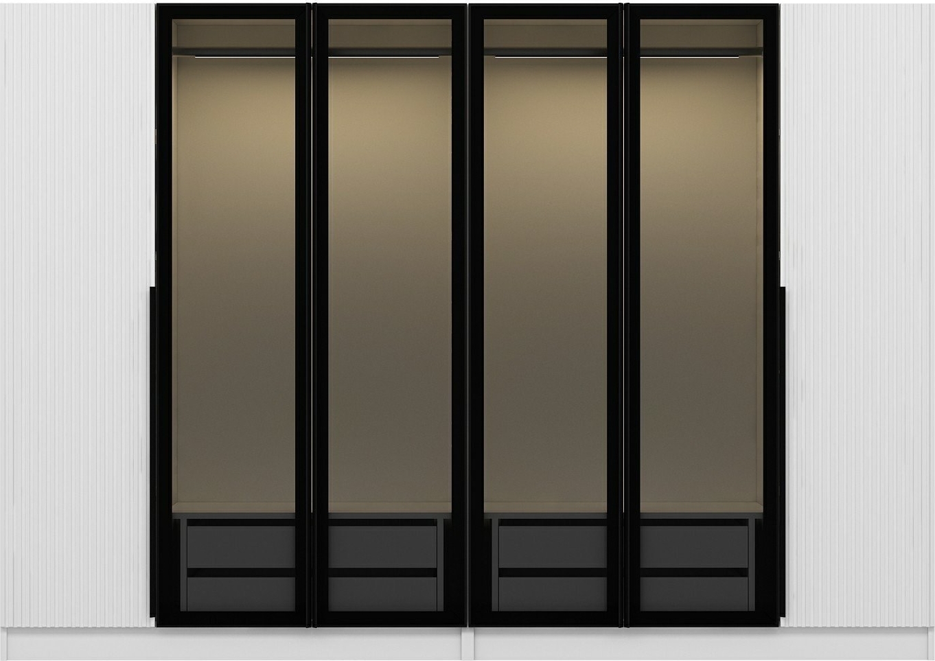 Cikani kledingkast met spiegeldeuren 225x52x210 cm - Wit