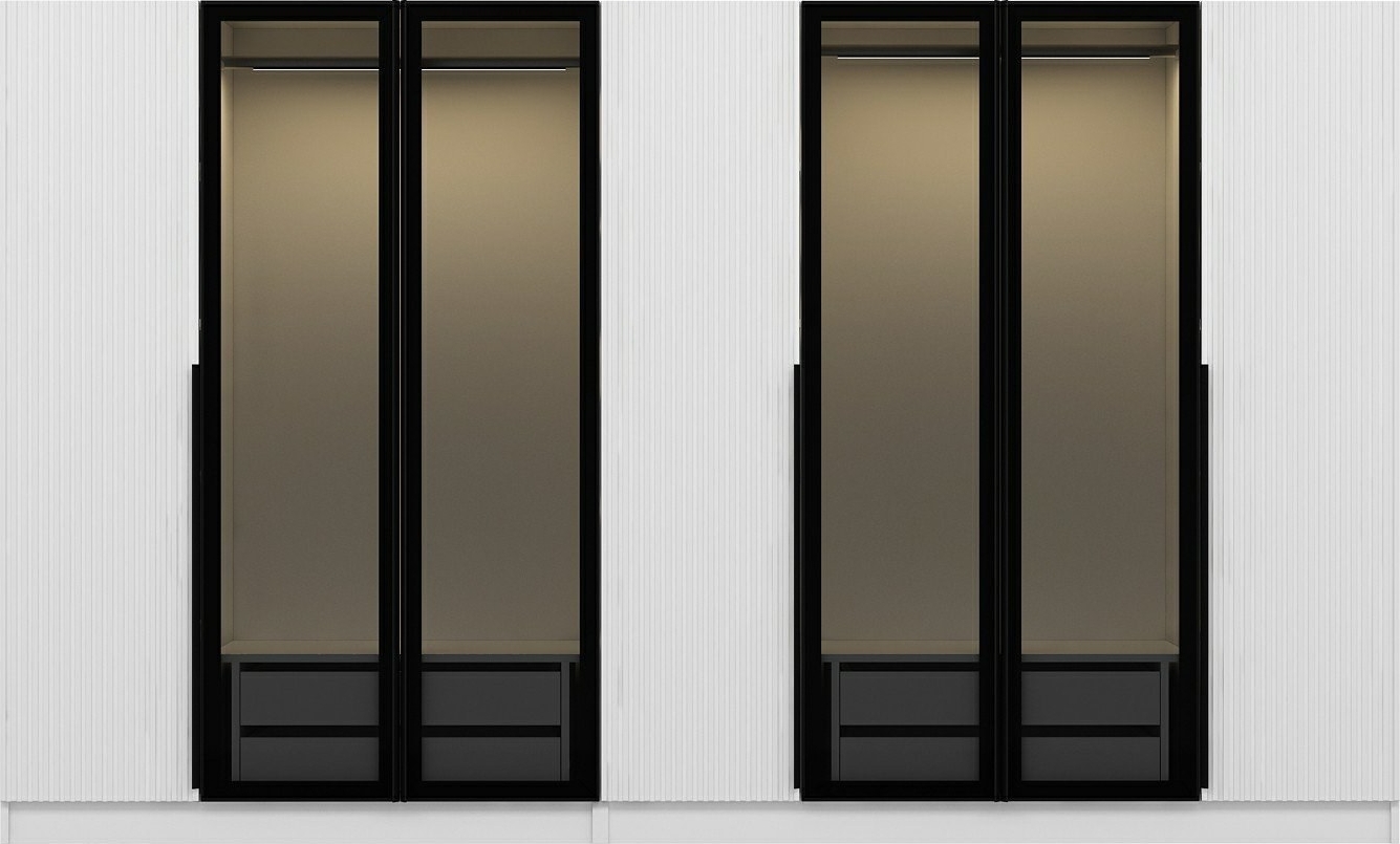 Cikani garderob med spegeldörrar, 315x52x210 cm - Vit Cikani garderob med spegeldörrar, 315x52x210 cm - Vit