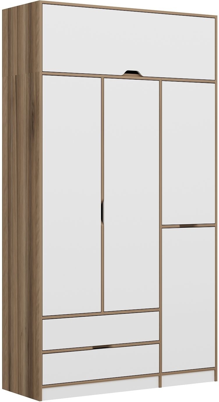 Elina garderob 140 x 52 x 253 cm - Vit/brun Elina garderob 140 x 52 x 253 cm - Vit/brun