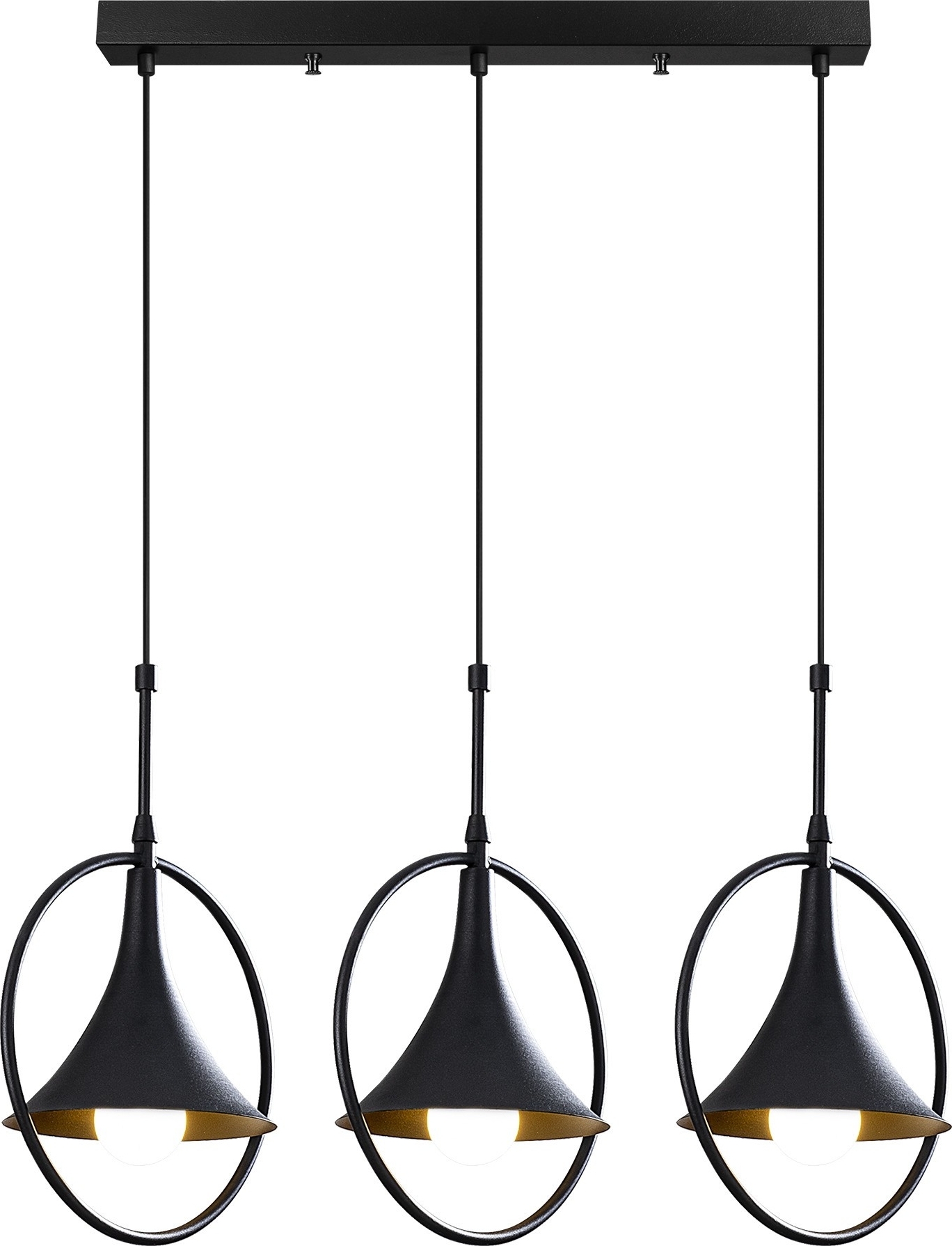 Namur taklampa 3 rak - Svart