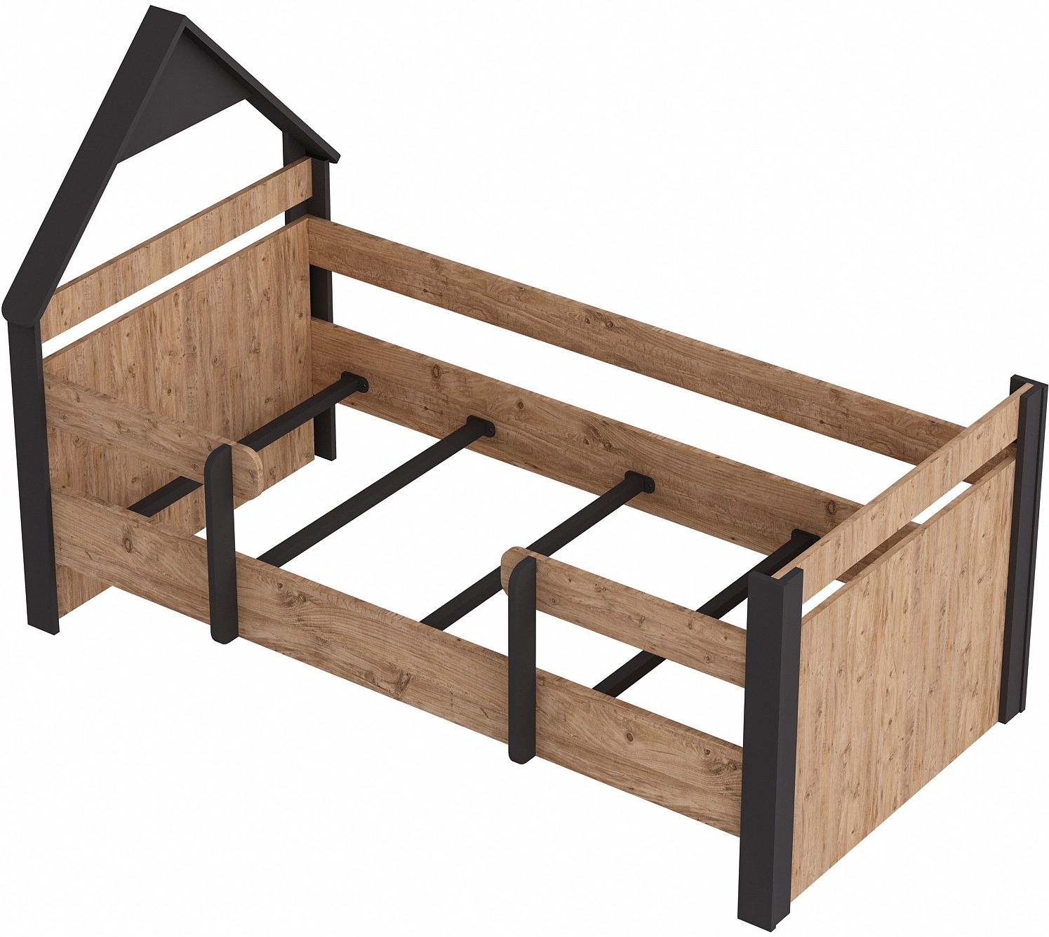 Valerin eenpersoonsbed 190 x 100 cm - Grenen/antraciet